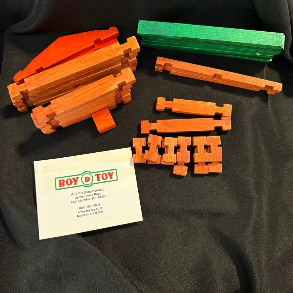 Vntg Roy Toy Log Building Set The Camp‎ Complete Set No. 9 Wooden USA Made